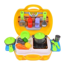 Dream Kitchen Set Cooking Pretend Play Toys for Kids Best Birthday Gift Girls Suitcase Carry Case Luxury Portable Shape Toy Briefcase Accessories Boys