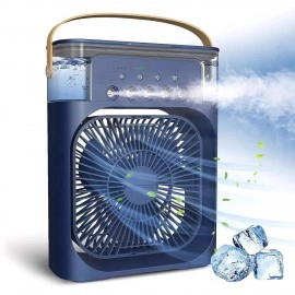 Portable Humidifier Air Cooler Mist Fan Mini Cooler For Home With 3 Speed Mode With Water Spray, 7 Color Led And Timer, Usb Personal Cooler Desk Fan (Usb Powered Mini Ac, White)