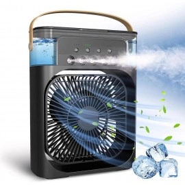 Portable Humidifier Air Cooler Mist Fan Mini Cooler For Home With 3 Speed Mode With Water Spray, 7 Color Led And Timer, Usb Personal Cooler Desk Fan (Usb Powered Mini Ac, White)