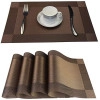 Washable PVC Vinyl Heat Resistant Dinner Table Mats Placement Easy to Wash Cleaning Both Side Usable (Set of 4, Brown)