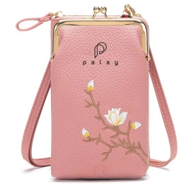 Women's Small Cross-Body Phone Bag Stylish PU Leather Mobile Cell Phone Holder Pocket Purse Wallet Sling Bag Mini Shoulder Bags