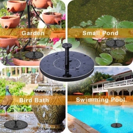 Solar Fountain, Solar Powered Bird Bath Fountain Pump with 4 Nozzles 1.4W Solar Panel Kit Water Pump, Outdoor Watering Submersible Pump for Pond, Pool, Garden, Fish Tank (Black, 1Pcs)