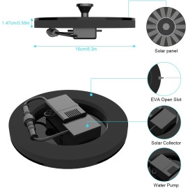 Solar Fountain, Solar Powered Bird Bath Fountain Pump with 4 Nozzles 1.4W Solar Panel Kit Water Pump, Outdoor Watering Submersible Pump for Pond, Pool, Garden, Fish Tank (Black, 1Pcs)