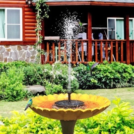 Solar Fountain, Solar Powered Bird Bath Fountain Pump with 4 Nozzles 1.4W Solar Panel Kit Water Pump, Outdoor Watering Submersible Pump for Pond, Pool, Garden, Fish Tank (Black, 1Pcs)