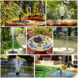 Solar Fountain, Solar Powered Bird Bath Fountain Pump with 4 Nozzles 1.4W Solar Panel Kit Water Pump, Outdoor Watering Submersible Pump for Pond, Pool, Garden, Fish Tank (Black, 1Pcs)