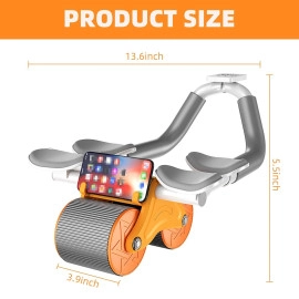 Roller with Elbow Support, New Upgraded Automatic Rebound Abdominal Wheel with 4 Elbow Support, Timer, Knee Pad, Abs Workout Equipment，Dolly Core Strengthening Trainer Fitness Belly Training