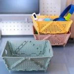 Storage Plastic Baskets for Organizing Stacking Folding Storage Baskets Bin Organizer for Classroom Bedroom Bathroom Office Desktop Drawer Shelf Desktop Organizer Box