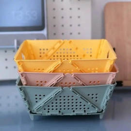 Storage Plastic Baskets for Organizing Stacking Folding Storage Baskets Bin Organizer for Classroom Bedroom Bathroom Office Desktop Drawer Shelf Desktop Organizer Box