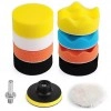 Polishing Pads Sponge and Woolen Polishing Waxing Buffing Pads Kits,Car Foam Drill 3-Inch Buffing Pad,11 PCS Polishing Pads Kit,Car Buffer Polisher Kit Sponge Pad Kit for Car Polishing,Waxing