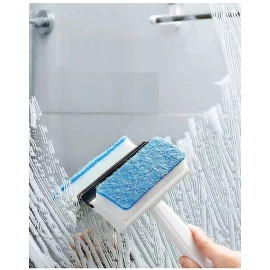 Glass Cleaning Tools 2 in 1 Glass Wiper Cleaning Brush Mirror Grout Tile Cleaner Washing Pot Brush Double-Sided Glass Wipe Bathroom Wiper Window Glass Wiper(Multicolour) (Pack of 1)