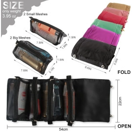 4 in 1 Foldable Toiletry Bag for Travel Detachable Makeup Pouch Cosmetic Organizer Bag for Women (Black)