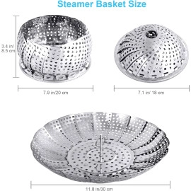 Vegetable Steamer Basket Punching Food Drain Bowl Basket Foldable Vegetable Steamer for Cooking (30 cm)