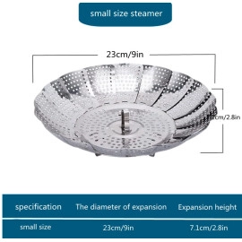 Vegetable Steamer Basket Punching Food Drain Bowl Basket Foldable Vegetable Steamer for Cooking (30 cm)