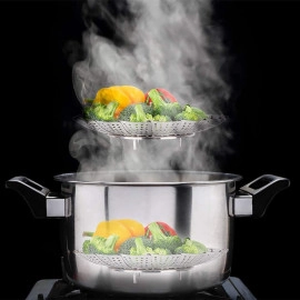 Vegetable Steamer Basket Punching Food Drain Bowl Basket Foldable Vegetable Steamer for Cooking (30 cm)