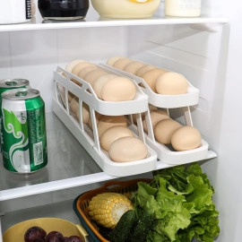 Rolling Egg Holder for Refrigerator,2 Tier Automatically Rolling Egg Dispenser, Space-Saving Rolling Eggs Dispenser, Anti-slip Bottom Rolling Egg Holder Automatically for Refrigerator Storage