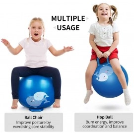 Jumping Kid's Ball Rubber Hop Ball| Kangaroo Bouncer, 65 cm Hoppity Hop| Jumping Ball, with Handle and Sit & Bounce with AIR Pump (65 cm - Random Color)