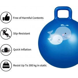 Jumping Kid's Ball Rubber Hop Ball| Kangaroo Bouncer, 65 cm Hoppity Hop| Jumping Ball, with Handle and Sit & Bounce with AIR Pump (65 cm - Random Color)