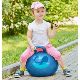 Jumping Kid's Ball Rubber Hop Ball| Kangaroo Bouncer, 65 cm Hoppity Hop| Jumping Ball, with Handle and Sit & Bounce with AIR Pump (65 cm - Random Color)