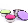 3-Set Stainless Steel Food Container Bowls with Air Tight Plastic Lid Round Shape Food Storage Bowls for Kitchen/Cooking/Mixing/Baking/Food Serving (Multicolour, 1set)