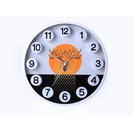 Plastic Brown Small Design Silent Quartz Decorative Wall Analog Clock Suitable For Living Room/Hall/Bed Room/Home- Round Shaped (1-Piece)