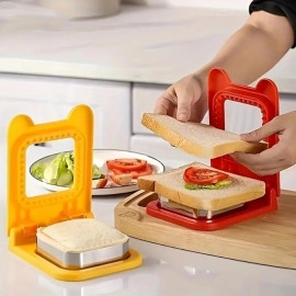 Sandwich Cutter and Sealer, Serrated Design, Stainless Steel, Makes Pocket Sandwiches (Square)