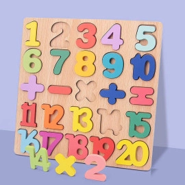 Wooden Puzzles for Toddlers, Wooden Number Puzzles Toddler Learning Puzzle Toys for Kids 1-3 Years Old, 3 in 1 Early Education (Number Puzzle)