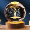 3D Deer Crystal Ball Night Lamp Warm Light-Compact USB Wall Charger 6cm Galaxy Crystal Lamp for Birthday Christmas Astronomy Space Gifts for Boys Girls(Deer Model Crystal Ball).