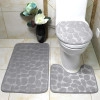 3PC Toilet Bath MatMemory Foam Bath Mats Soft Plush Crown Design Anti-Slip Shower Bathroom Contour Toilet Lid Cover Rugs(Grey)