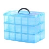 3 Layer-30 Grid Transparent Plastic Organizer Jewellery Craft Accessories Storage Box/Basket/Container with Collapsible and Removable Dividers, Cosmetic Vanity Box,pack of 1,color:-Blue