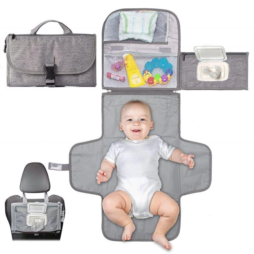 Baby Changing Mat with Organizer Bags, Foldable and Detachable Changing Pad for Baby Diaper Bag, Changing Table Pad. One-Hand Diaper Change Pad. Baby Shower Gifts, Newborn Baby Essentials