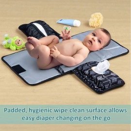 Baby Changing Mat with Organizer Bags, Foldable and Detachable Changing Pad for Baby Diaper Bag, Changing Table Pad. One-Hand Diaper Change Pad. Baby Shower Gifts, Newborn Baby Essentials