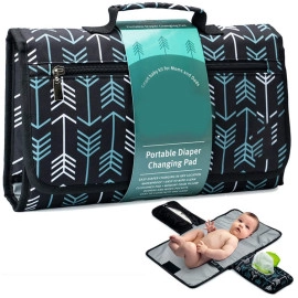 Baby Changing Mat with Organizer Bags, Foldable and Detachable Changing Pad for Baby Diaper Bag, Changing Table Pad. One-Hand Diaper Change Pad. Baby Shower Gifts, Newborn Baby Essentials