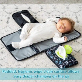 Baby Changing Mat with Organizer Bags, Foldable and Detachable Changing Pad for Baby Diaper Bag, Changing Table Pad. One-Hand Diaper Change Pad. Baby Shower Gifts, Newborn Baby Essentials