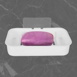 ABS Plastic Soap Stand Holder for Bathroom Kitchen Sink Wall Single Layer with Magic Stickers (Double Layer Soap Dish)