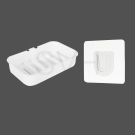 ABS Plastic Soap Stand Holder for Bathroom Kitchen Sink Wall Single Layer with Magic Stickers (Double Layer Soap Dish)