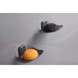 ABS Plastic Soap Stand Holder for Bathroom Kitchen Sink Wall Single Layer with Magic Stickers (Double Layer Soap Dish)