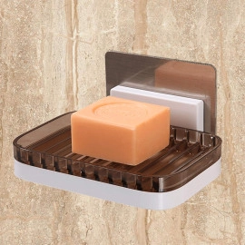 ABS Plastic Soap Stand Holder for Bathroom Kitchen Sink Wall Single Layer with Magic Stickers (Double Layer Soap Dish)