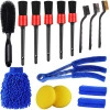 Car Detailing Brush Set, Exterior Interior Car Detail Kit Auto Cleaning Brush for Wheels,Leather(Detail Brushes, Wheel Brush, Wash Mitt,Vent Brush,Wax Applicator Pads,Towels,WireBrushs)