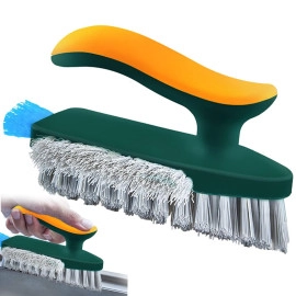 Plastic 4 In 1 Tile Grout Cleaner Brush With Squeegee, V-Shape Gap Scrub Brush Crevice Cleaning Brush Tools, Multifunctional Scrubbing Floor Brush For Cleaning Corner,Window,Sink,Kitchen