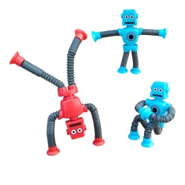 Pop Tubes, Robotics Fidget Tubes Toddler Sensory Toys, Stimulating Creative Gifts, Suction Cup pop Tube Robot Toy, Autism Sensory Toys, Fidget Toys, LED Robot Giraffe Toy 