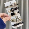 Hair Clips Set, Metal Hair Barrettes, Pearl Hair Clips Pins Hairpins Korea Hair Accessories for Women Girls Girlfriend Ladies Thick Long Hair Elegant (White, Violet, Black), Pack of 1