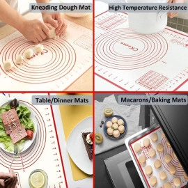 Silicone Pastry Mat with Measurements, Large 40Cm X 60Cm Baking Mat Counter Mat, Oven Liner Pie Crust Mat, Non-Stick Dough mat Pastry Mat Fondant Mat (Pack of 1)