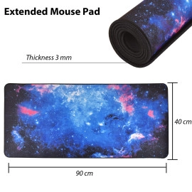 Large Extended XXL Gaming Mouse Pad with Non-Slip Rubber Base, Stitched Embroidery Edge Mouse Mat for Laptop, Computer and Desk -90 x 40 x 0.3 CM - World Map