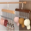 1 pcs Wooden Hangers for Wooden Belt Hanger for Tie 8 Hooks Adjustable Closet Hangers Lingerie Belt Scarf Tie Storage Racks Foldable Hooks Wood Hanger Wardrobe Organizers for Men Women (1)