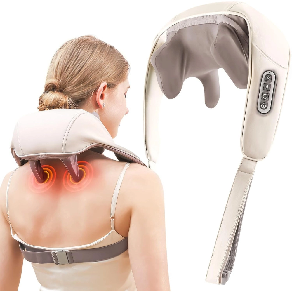 Neck and Back Massager with Heat,Neck Massager,Shiatsu Massager Pillow for Neck,Back,Shoulder,Legs,Body Pain Relief,Electric Rechargeable Deep Tissue 5D Kneading Massage Machine