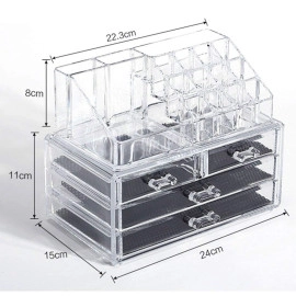 New Acrylic Makeup Organizer Storage Box Case Cosmetic Jewelry 4 Drawer Cases Holder Makeup Container Boxes