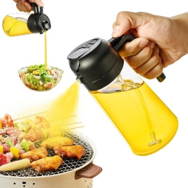 500ml 2 in 1 Olive Oil Sprayer and Oil Dispenser Bottle for Kitchen, Glass Oil Bottle with Premium Nozzle, Oil Sprayer for Air Fryer, Salad,BBQ,Roasting (Multi Color) (Pack of 1)