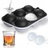 Easy Push Premium Pop Up Ice Cube Tray with Flexible Silicon Bottom and Over Lid, 6 Cube Trays Stackable Durable and Dishwasher Safe (Black, Pack of 1)