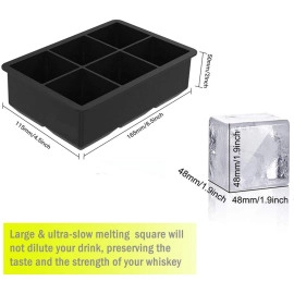 Easy Push Premium Pop Up Ice Cube Tray with Flexible Silicon Bottom and Over Lid, 6 Cube Trays Stackable Durable and Dishwasher Safe (Black, Pack of 1)