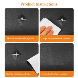 Black Lather Adhesive Leather Repair Patch for Upholstery Leather Repair Tape, Self-Adhesive Genuine Leather Patch 30 X 50 Patch Leather Adhesive for sofa-B (Black)